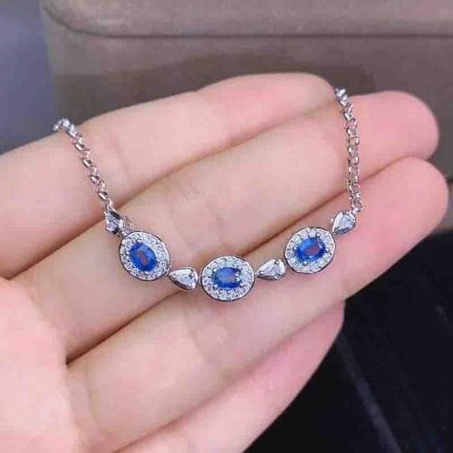 Natural Sri Lanka Sapphire Chain Bracelet for Women Real Blue Gemstones 925 Sterling Sliver Top Quality Fine Jewelry Party Gifts