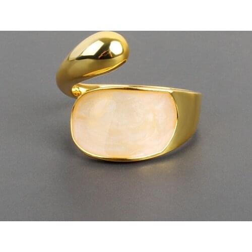 VENTFILLE 925 Sterling Silver New Simple Design Rings Hug Stone Distressed Opening Handmade Ring Fashion Fine Jewelry