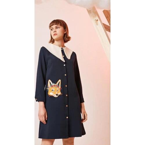 Womens Pretty Fox Long Sleeve Dress