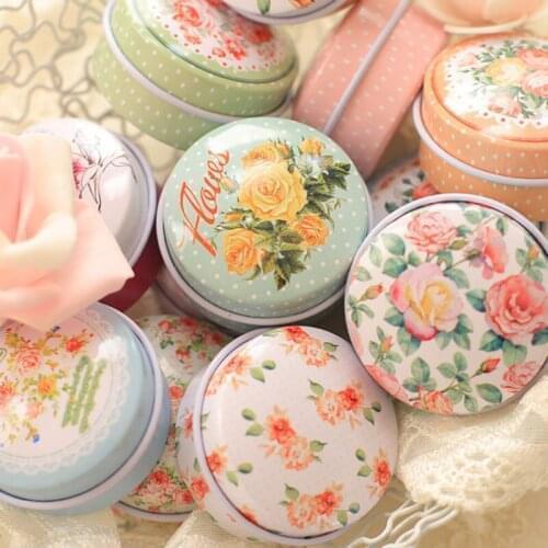 1PC Portable Mini Floral Metal Storage Box Small Pill Tea Candy Homemade Lipstick Storage Jewelry Tin Box Organizer Container