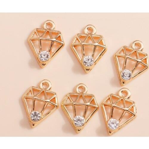 15pcs 11*15mm Crystal Diamond Shape Charms for Earrings Bracelets DIY Making Geometry Pendants Charms Jewelry Findings Crafting