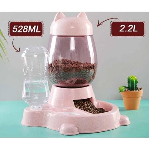 2021 Pet Dog Cat Automatic Feeder Bowl for Dogs Dispenser Drinking Water Bottle Dispenser Kitten Pet Feeding Container Dispenser