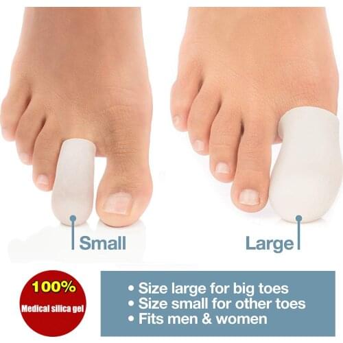 2Pairs Gel Toe Caps Corns Blisters protector Pies Silicone gel Bunion Guard Foot care finger Massager