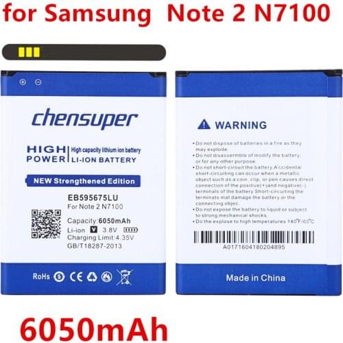 2019 new 6050mAh Battery EB595675LU for Samsung Galaxy Note 2 II note2 N7100 E250 Note 2 LTE N7105 N7102 T889 L900 Verizon i605