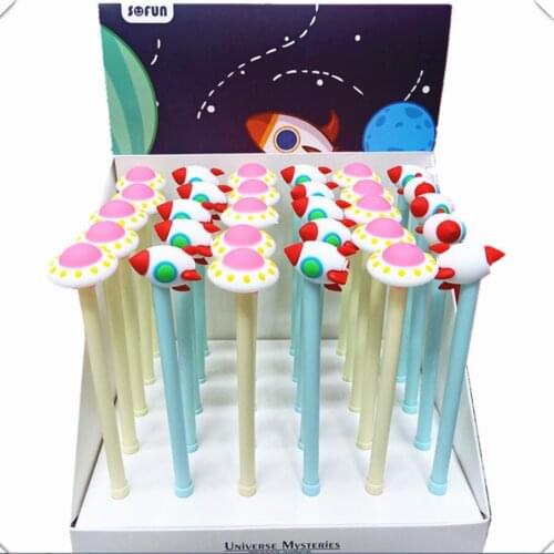 30 pcs/lot Creative Spacecraft Rocket Gel Pen Cute 0.5mm Signature Pen Promotional Gift Stationery School Supplies