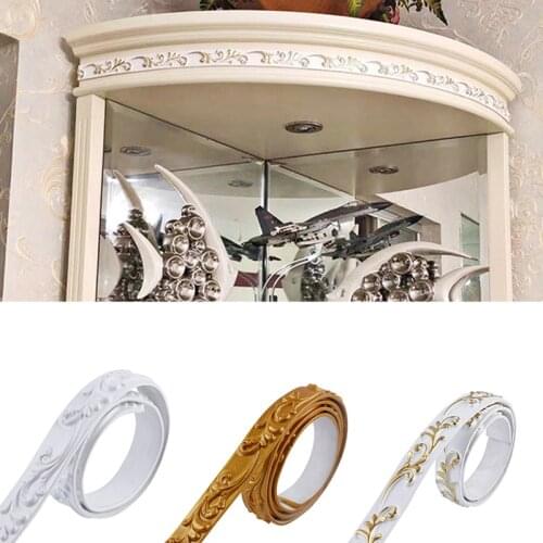 5M Waterproof Foam Molding Trim Wall Paper Wall Trim Line Border Sticker Elegant 3D for Home Office Hotel