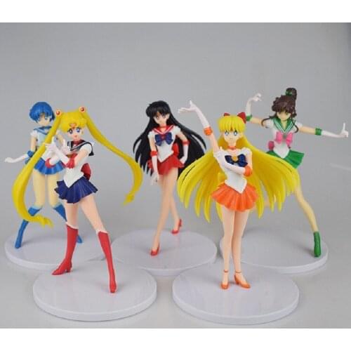5pcs 18cm New Cartoon Anime Sailor Super Moon dolls PVC Action Figure Wings Cake Decoration Collection Model Toy Doll