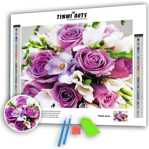 5D DIY Diamond Painting Flower Diamond Embroidery Roses Full Drill Round Picture Of Rhinestone Diamond Mosaic Flowers