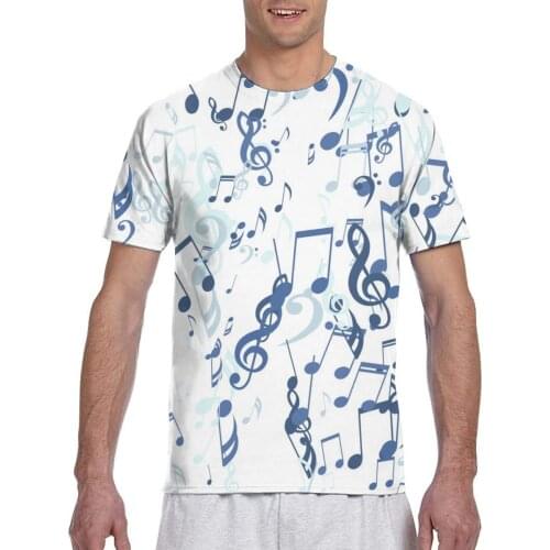 Abstract Music Notes Bass And Treble Clefs Fashion T-shirt Men 2020 Summer Crew Neck Mens Tshirt Tee Shirts