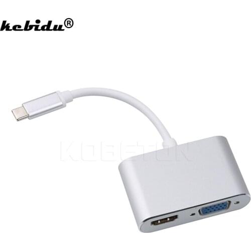 4K Type-c to HDMI-compatible VGA USB C Female Adapter for MacBook Pro ChromeBook for Xiaomi Huawei Mate 10 for Samsung Galaxy S8