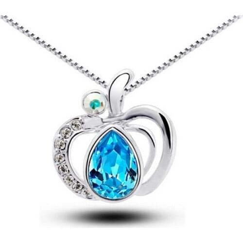 Free Shipping Hotselling GP Fashion Austrian Crystal 888 Stones Summer Apple Pendant Necklace korean fashion jewelry