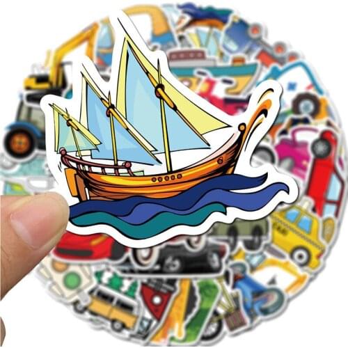 40 PCS Engineering Vehicle Car Sticker Cute Bus Truck Motorcycle Stickers for Kids Toy Travel Trolley Suitcase Laptop Skateboard