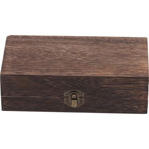 Home Storage Box Natural Wooden With Lid Golden Lock Postcard Organizer Handmade Craft Jewelry Case Wooden Box