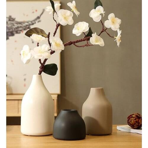 Chinese Ceramic Vase Simulation Plum Blossom Ornaments Home Livingroom Flower Arrangement Figurines Decoration Hotel Crafts Art
