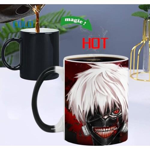 Creative Tokyo Ghoul Ceramic Color Changing Cup, Office Breakfast Milk Tea Cup, Personalized Thermal Reaction Magic Coffee Mug