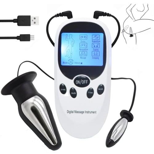 Medical Electric Shock Big Anal Plug Vagina Massage Electric Stimulator Couple Orgasm Masturbation Sex Toy USB Charging Host