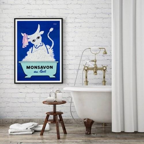 Cute Posters and Prints Bathroom Room Decor Wall Art Prints Funny Cow Bubble Bath Time Home Decorative Nordic Framed Canvas Art
