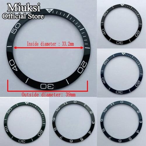 Miuksi 39mm black/dark blue/green bezel Insert ceramic bezel watch accessories fit 41mm mens watches