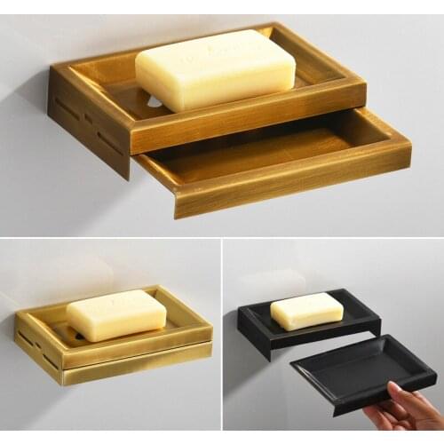 Toilet Soap Dish With Drain Bathroom Soap Box Wall Mount Drainage Tray Brass Soap Holder Antique Bathroom Accessories