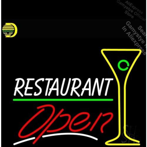 NEON SIGN For Restaurant With Martini Glass Open neon Light Sign vintage neon signs Neon Signs For Home Neon Sign Glass Tube