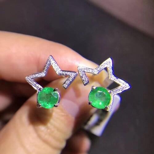 New Coming Natural And Real 925 Sterling Silver Emerald Earring For the Party