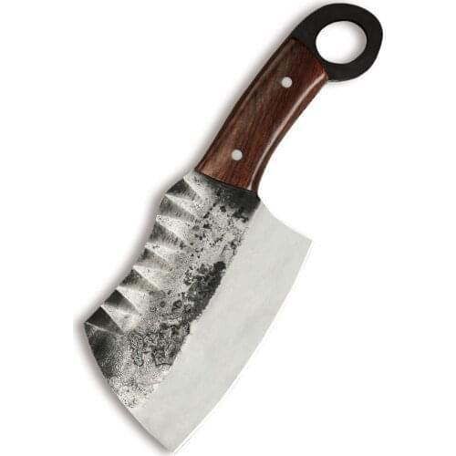 High carbon steel brown rosewood Handle Kitchen Knife 5 Inch Butcher Chopping Knife Kitchen Slicing Butcher Knife Slicer Tool
