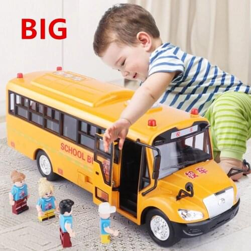 Alloy School Bus Inertial metal bus Model Toy car goods Acousto Optic Vehicle Lighting up Music Cars Toys for Children Boy Gift