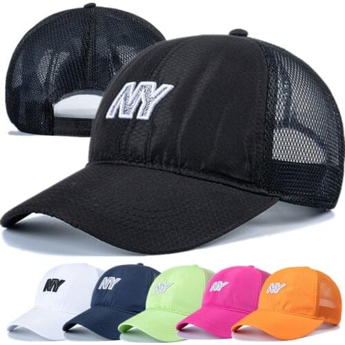 Unisex Stylish Cap Quick Dry Hats For Men & Women Fashion NY Embroidery Baseball Cap Outdoor Sports Streetwear Mesh Trucker Hat