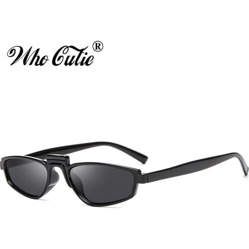 WHO CUTIE Vintage Geometric Futuristic Sunglasses Women Brand Designer Shades Eyewear 90S Narrow Frame Small Sun Glasses OM563