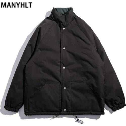 Winter Double Sided Coat Mens Warm Parkas Streetwear Cotton Coats Slim Male Jackets Solid Windproof Padded Coat Mens Clothing