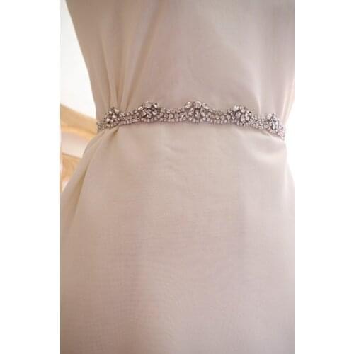 1 yard rhinestone bridal belt applique, crystal bead sash belt, top quality glass beads, RT009