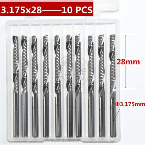 10 PCS-3.175mm*28mm,CNC wood tools,carbide End Mill,woodworking insert router bit,Tungsten milling cutter,MDF,PVC,Acrylic