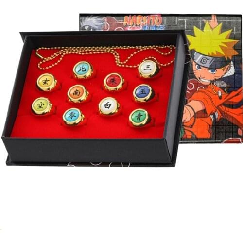 10pcs/set Akatsuki Cosplay Rings Itachi Hidan Tobi Pain Sasori Deidara Kakuzu Kisame Orochimaru Anime Model Toys