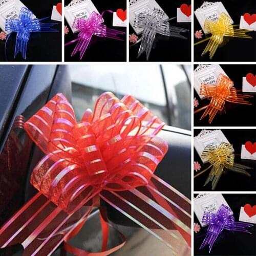 10PCS party decoration Wedding car sheer garland Organza 5cm Organza pull bow Gift ribbon butterfly thighed hand flower garland