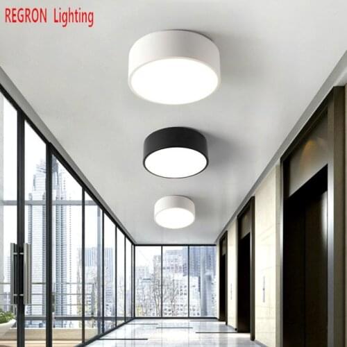 28/38cm Pathway Led Ceiling Lights for Balcony Nordic Round mini Ceiling Lamp Modern Black/white Luminaire Bedroom Corridor lamp