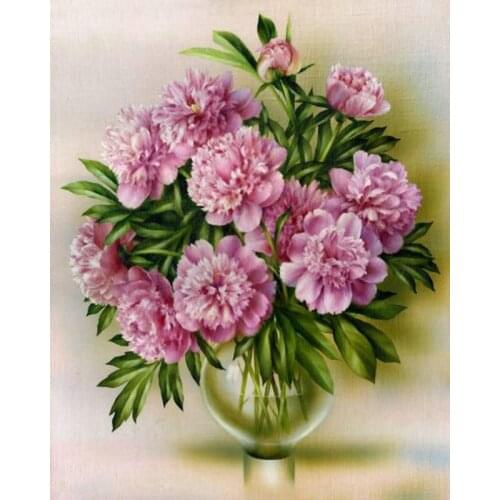 MHD new 5d diy diamond painting flowers full round Rhinestone cross stitch 3d embroidery decorative wall sticker kit flower vase