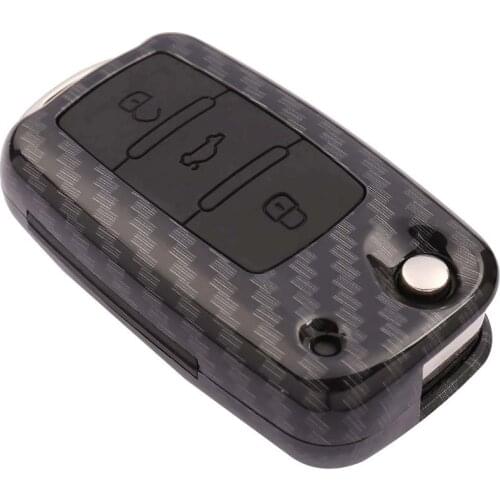 Carbon Fiber Remote Car Key Case Shell Cover Auto Accessories for VW Volkwagen Polo Bora Tiguan Passat Golf 6 Folding key