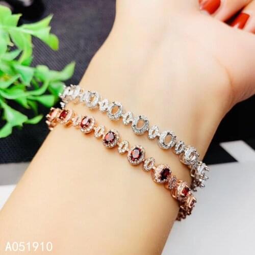 KJJEAXCMY boutique jewelry 925 sterling silver inlaid Natural Garnet ladies bracelet support detection luxurious popular