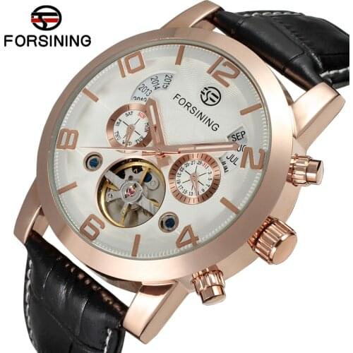 FSG165M3G1 Latest design Automatic business fashion watch for menwith black genuine leather strap gift box for free shipping