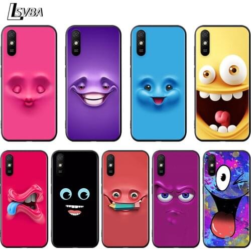 3D funny face For Xiaomi Redmi 9 9C 9A 9I 9T 10X 8A 8 7A 7 6A 6 5 S2 Y3 Y2 GO K20 Pro Prime Black Phone Case