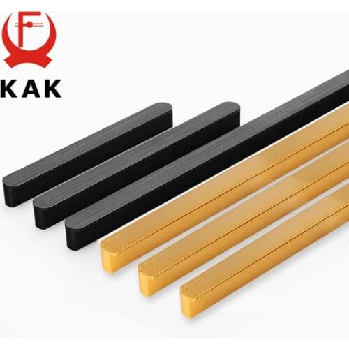 KAK Black Long Furniture Handles Aluminum Alloy Kitchen Handle Gold Cabinet Knobs and Handles Drawer Pulls Closet Door Hardware