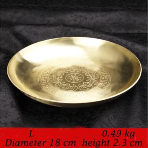 Pure copper thickening copper Plate for Fruits nut tableware gold tableware household Dish dried Fruit Plates dinnerware cutlery