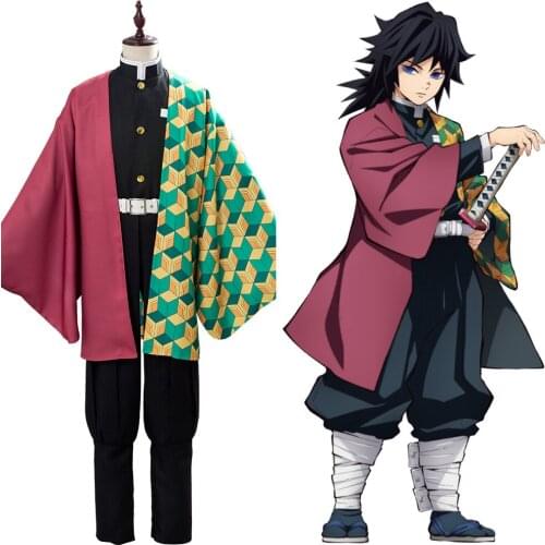 Demon Slayer: Kimetsu no Yaiba Tomioka Giyuu Cosplay Costume Cloak Outfit MEN SIZE
