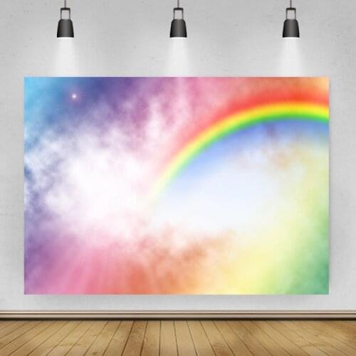 Clouds At The End of The Rainbow Portrait Photography Background Vinyl Backdrop Birthday Party Photocall Studio Booth Props