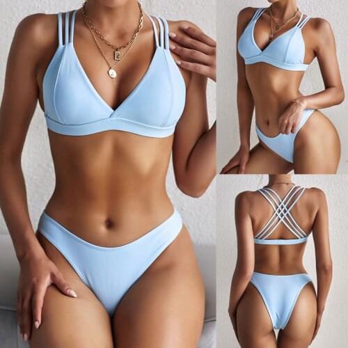 #S0 Classic Bikini Womens Swimwear 2020 Solid Lace Bikini Set Push Up Swimsuit Beachwear Padded Vintage Swimwear Купальник