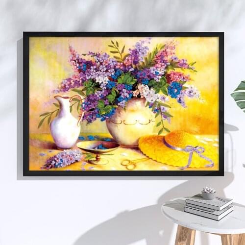 Ribbon Painting Easy Embroidery Summer Flower Pattern HD Print Needlework Craft Cross Stitch Kit Home Accessories Homemade Art