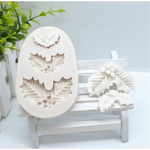 Luyou 1pc Silicone Resin Molds Christmas Tree Leaves Fondant Mold Cake Decorating Tools Pastry Kitchen Baking Accessories FM1345