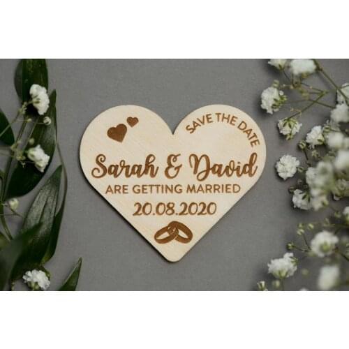 Heart Save the Date Magnet, Personalized Save the Date, Custom Wedding Magnet, Wood Save the Date, Unique Wedding Announcement I