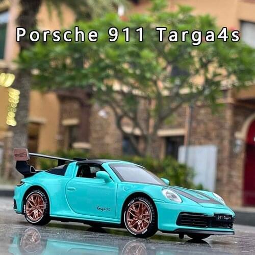 1:32 Porsche 911 Targa4s Track Version Car Model Simulation Sound And Light Pull Back Car Boy Toy Car Collection Ornaments Gifts