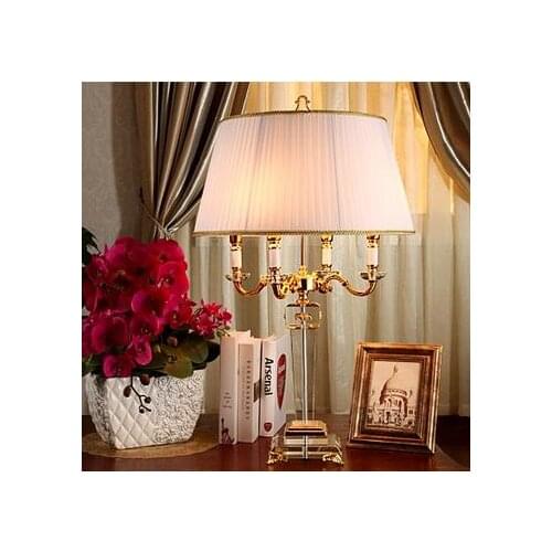 Fashion European-style Table Lamp K9 Crystal Shade Golden Color dining room bedroom light